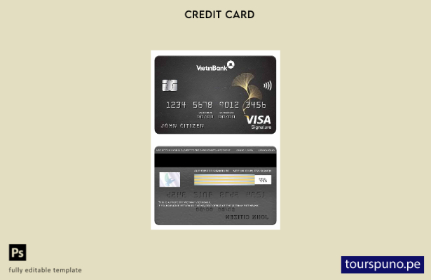 listo para imprimir plantilla de tarjeta de firma de visa Vietinbank de Vietnam